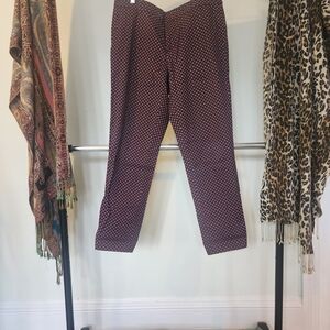 Elegant Women's Burgundy Patterned Dress Pants